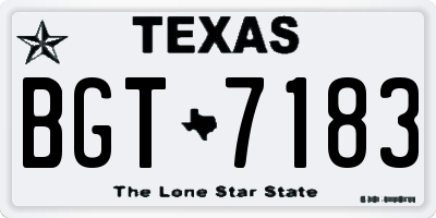 TX license plate BGT7183