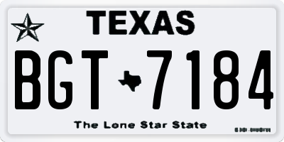 TX license plate BGT7184