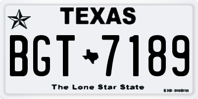 TX license plate BGT7189