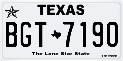 TX license plate BGT7190