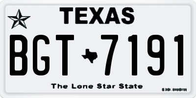 TX license plate BGT7191