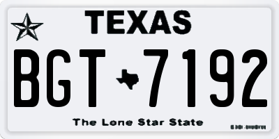 TX license plate BGT7192