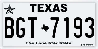 TX license plate BGT7193