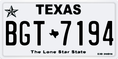 TX license plate BGT7194