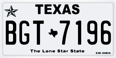 TX license plate BGT7196