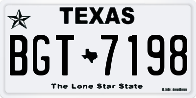 TX license plate BGT7198