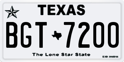 TX license plate BGT7200