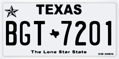TX license plate BGT7201