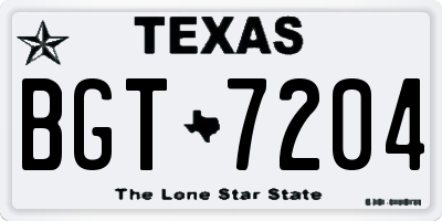 TX license plate BGT7204