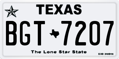 TX license plate BGT7207