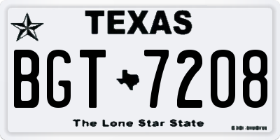 TX license plate BGT7208
