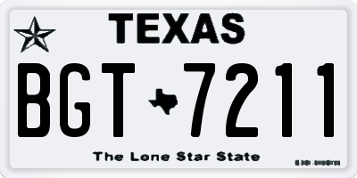 TX license plate BGT7211