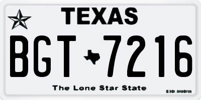TX license plate BGT7216