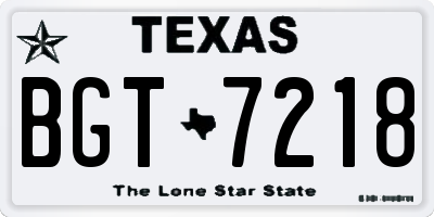 TX license plate BGT7218