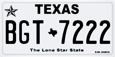 TX license plate BGT7222
