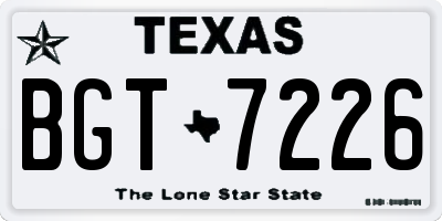 TX license plate BGT7226