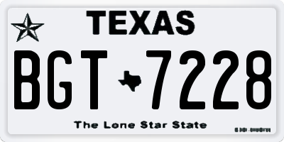 TX license plate BGT7228