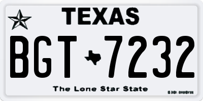 TX license plate BGT7232