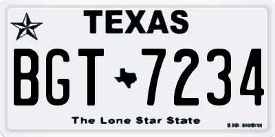 TX license plate BGT7234