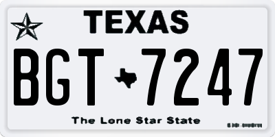 TX license plate BGT7247