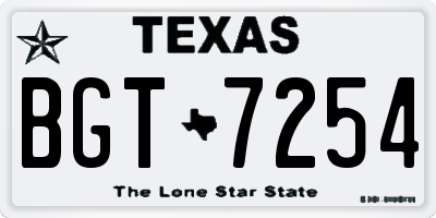 TX license plate BGT7254