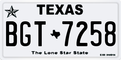 TX license plate BGT7258