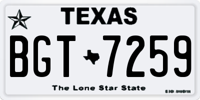 TX license plate BGT7259