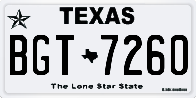 TX license plate BGT7260