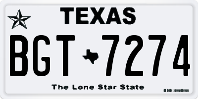 TX license plate BGT7274