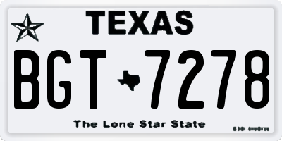 TX license plate BGT7278