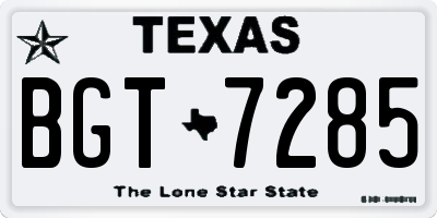 TX license plate BGT7285