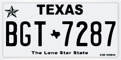 TX license plate BGT7287