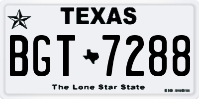 TX license plate BGT7288
