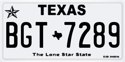 TX license plate BGT7289