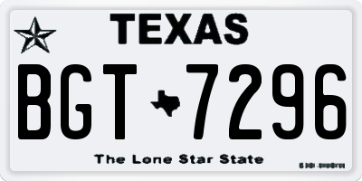 TX license plate BGT7296