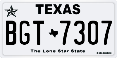 TX license plate BGT7307