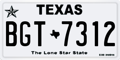 TX license plate BGT7312