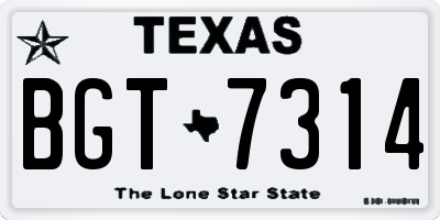 TX license plate BGT7314
