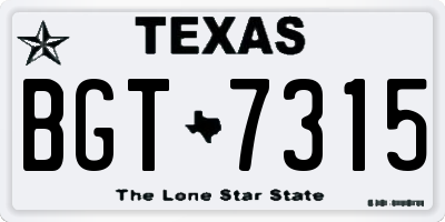 TX license plate BGT7315
