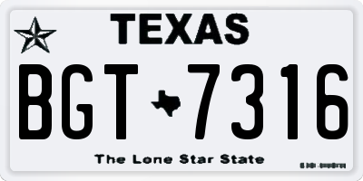 TX license plate BGT7316