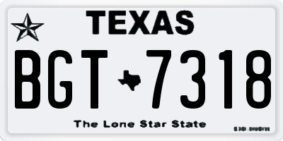 TX license plate BGT7318