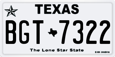 TX license plate BGT7322