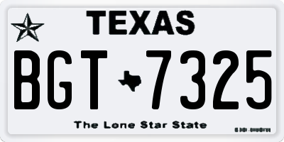 TX license plate BGT7325