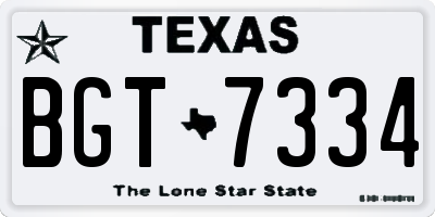 TX license plate BGT7334
