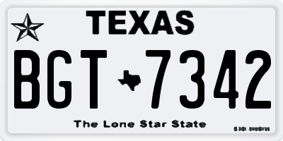 TX license plate BGT7342