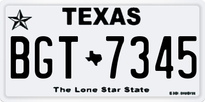 TX license plate BGT7345