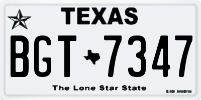 TX license plate BGT7347