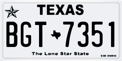TX license plate BGT7351