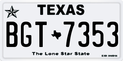 TX license plate BGT7353