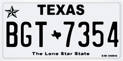 TX license plate BGT7354